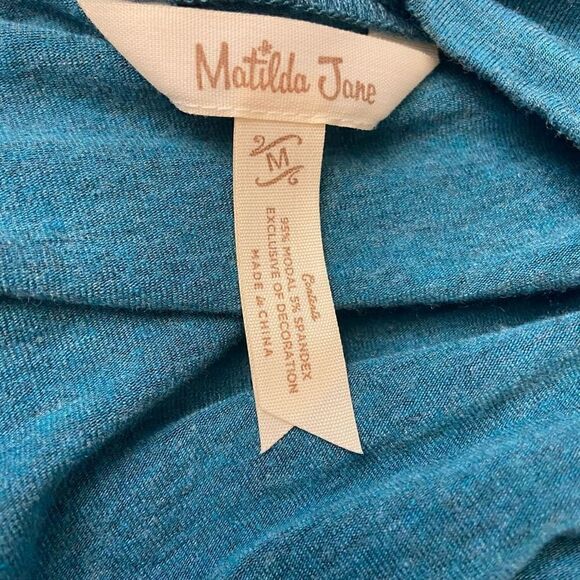 Matilda Jane Wonderment Best of the Best Dress Teal Long Sleeve Tiered Medium - Picture 3 of 4